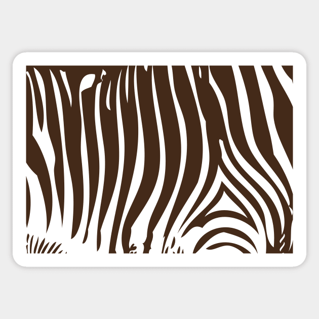 Zebra Stripes | Zebra Print | Animal Print | Chocolate Brown and White | Stripe Patterns | Striped Patterns | Sticker by Eclectic At Heart